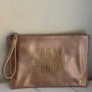 Neiman Marcus Rose Gold Leather Wristlet